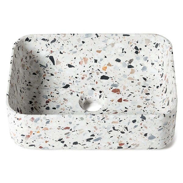 RO'MA NATURE - Vasque à poser rectangulaire Terrazzo 38x27x13 cm - large