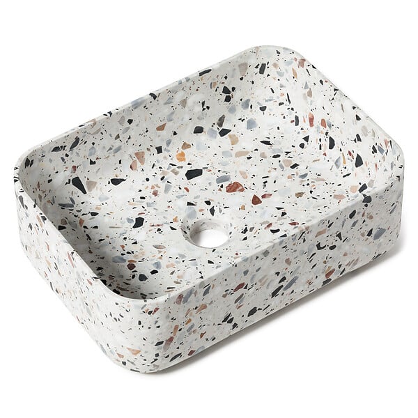 RO'MA NATURE - Vasque à poser rectangulaire Terrazzo 38x27x13 cm - large