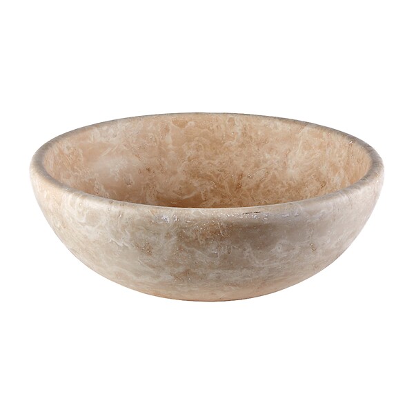 RO'MA NATURE - Vasque à poser ronde bol Travertin Beige 42x15 cm - large