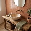RO'MA NATURE - Vasque à poser ronde bol Travertin Beige 42x15 cm - vignette