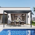 AICA SANITAIRE - Pergola bioclimatique autoportée RIVA 3 x 3m en aluminium - Lames orientables - Gris anthracite - 4 pieds robustes - vignette