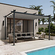 AICA SANITAIRE - Pergola autoportée VELA en aluminium 8.27 m², toile rétractable, 4 x 3m, tonnelle gris pour les jardin et les cours - vignette