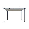 AICA SANITAIRE - Pergola autoportée VELA en aluminium 8.27 m², toile rétractable, 4 x 3m, tonnelle gris pour les jardin et les cours - vignette