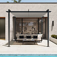 AICA SANITAIRE - Pergola autoportante 3 x 3m en aluminium - Toile rétractable tonnelle gris - 4 pieds robustes - vignette
