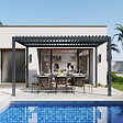 AICA SANITAIRE - Pergola bioclimatique autoportée - Structure et Lames orientables en aluminium - 4 x 3m - Gris anthracite - vignette