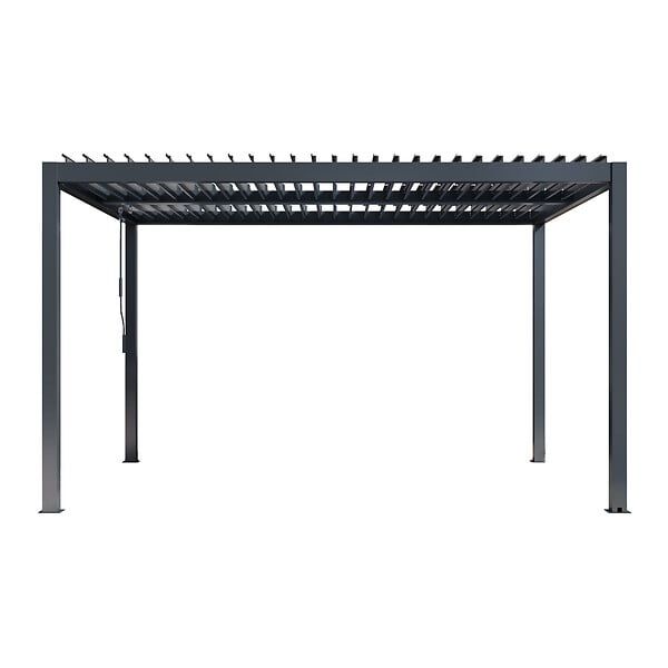 AICA SANITAIRE - Pergola bioclimatique autoportée - Structure et Lames orientables en aluminium - 4 x 3m - Gris anthracite - large