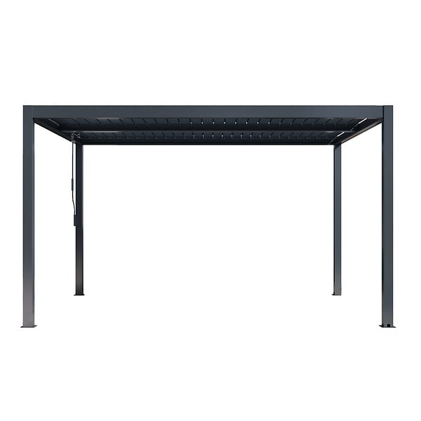 AICA SANITAIRE - Pergola bioclimatique autoportée - Structure et Lames orientables en aluminium - 4 x 3m - Gris anthracite - large