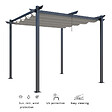 AICA SANITAIRE - Pergola autoportée VELA en aluminium 5.81 m², toile rétractable, 3 x 3m, tonnelle gris pour les jardin et les cours - vignette