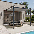 AICA SANITAIRE - Pergola autoportée VELA en aluminium 5.81 m², toile rétractable, 3 x 3m, tonnelle gris pour les jardin et les cours - vignette