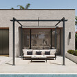 AICA SANITAIRE - Pergola autoportée VELA en aluminium 5.81 m², toile rétractable, 3 x 3m, tonnelle gris pour les jardin et les cours - vignette