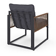 ID MARKET - Salon de jardin bas RIO 4 places structure métal gris anthracite, cordage effet rotin avec coussin gris - vignette
