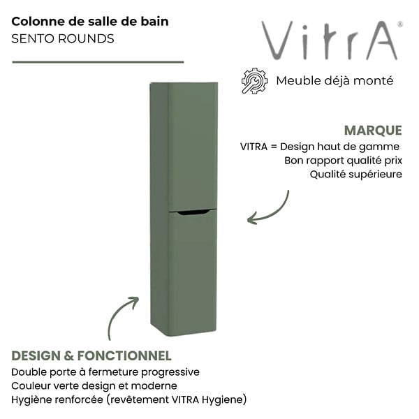 VITRA - Colonne VitrA Sento Round 2 portes version droite Vert mat - large