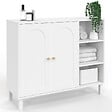 ID MARKET - Meuble de salle de bain, meuble de rangement salon, entrée ARSENE 3 étagères avec placard bois blanc - vignette