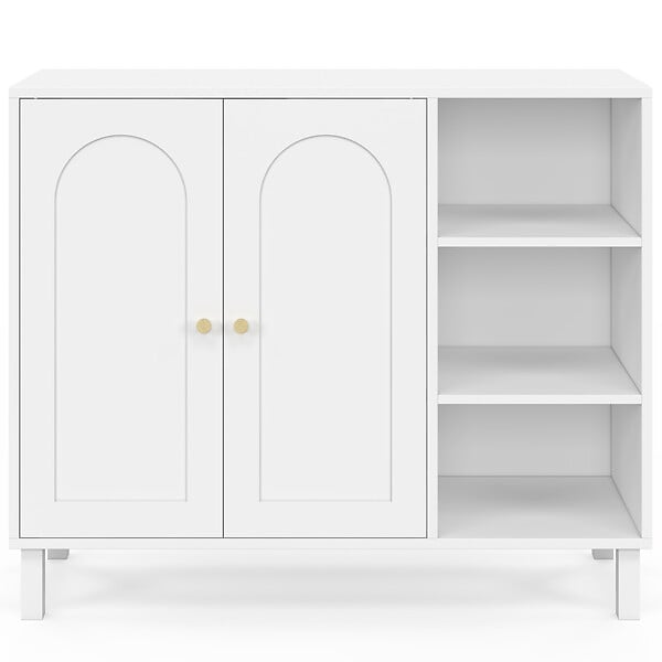 ID MARKET - Meuble de salle de bain, meuble de rangement salon, entrée ARSENE 3 étagères avec placard bois blanc - large
