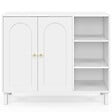 ID MARKET - Meuble de salle de bain, meuble de rangement salon, entrée ARSENE 3 étagères avec placard bois blanc - vignette