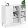 ID MARKET - Meuble de salle de bain, meuble de rangement salon, entrée ARSENE 3 étagères avec placard bois blanc - vignette