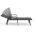ID MARKET - Lot de 2 transats de jardin inclinables FIDJI en acier noir et toile gris anthracite - vignette
