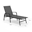 ID MARKET - Lot de 2 transats de jardin inclinables FIDJI en acier noir et toile gris anthracite - vignette