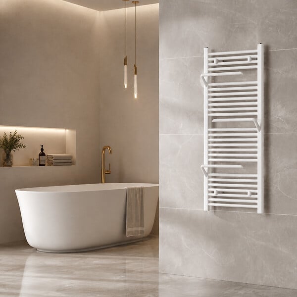 OTITEC - Sèche-serviettes eau chaude 120x50cm Blanc - SUDO - large