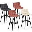 ID MARKET - Lot de 4 tabourets de bar MADY en velours mix color gris foncé, terracotta x2, beige - vignette