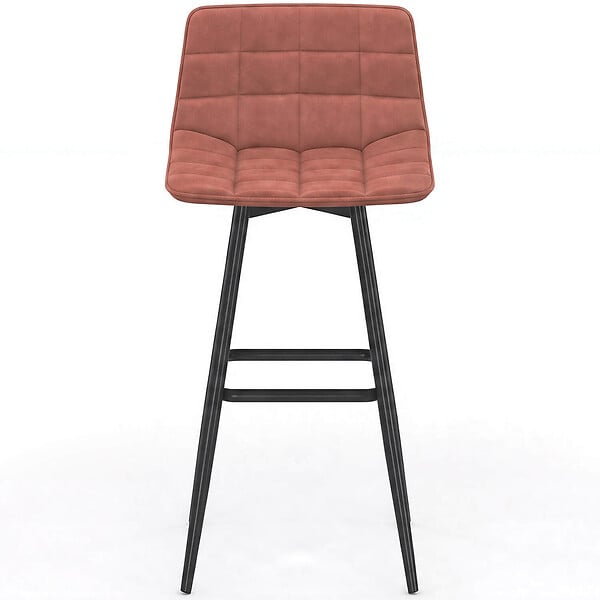 ID MARKET - Lot de 4 tabourets de bar MADY en velours mix color gris foncé, terracotta x2, beige - large