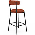 ID MARKET - Lot de 4 tabourets de bar MIKI dossier incurvé en tissu chenille terracotta pieds en métal noir - vignette