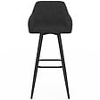 ID MARKET - Lot de 4 tabourets de bar JANY pivotants avec accoudoirs en velours noir et pieds bois noir - vignette