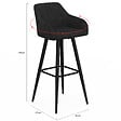 ID MARKET - Lot de 4 tabourets de bar JANY pivotants avec accoudoirs en velours noir et pieds bois noir - vignette