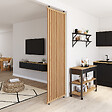 ID MARKET - Cloison de séparation claustra 250 x 80 cm en tasseaux de bois coloris chêne - vignette