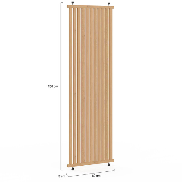 ID MARKET - Cloison de séparation claustra 250 x 80 cm en tasseaux de bois coloris chêne - large