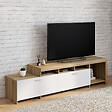 ID MARKET - Meuble TV  180 cm MALO  bois et placards blancs - vignette