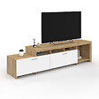 ID MARKET - Meuble TV  180 cm MALO  bois et placards blancs - vignette