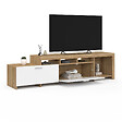 ID MARKET - Meuble TV  180 cm MALO  bois et placards blancs - vignette