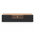 ID MARKET - Meuble TV 140 cm ELI bois façon hêtre portes noires - vignette