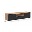 ID MARKET - Meuble TV 140 cm ELI bois façon hêtre portes noires - vignette