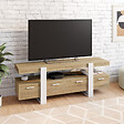 ID MARKET - Meuble TV 140 cm PHOENIX avec tiroirs bois et blanc - vignette