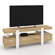 ID MARKET - Meuble TV 140 cm PHOENIX avec tiroirs bois et blanc - vignette