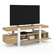 ID MARKET - Meuble TV 140 cm PHOENIX avec tiroirs bois et blanc - vignette