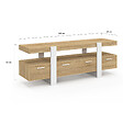 ID MARKET - Meuble TV 140 cm PHOENIX avec tiroirs bois et blanc - vignette