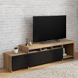 ID MARKET - Meuble TV  180 cm MALO  bois et placards noirs - vignette