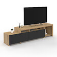 ID MARKET - Meuble TV  180 cm MALO  bois et placards noirs - vignette