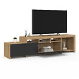 ID MARKET - Meuble TV  180 cm MALO  bois et placards noirs - vignette