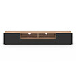 ID MARKET - Meuble TV 180 cm ELI bois façon hêtre portes noires - vignette