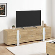 ID MARKET - Meuble TV 180 cm PHOENIX 4 portes + 2 tiroirs bois et blanc - vignette