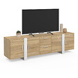 ID MARKET - Meuble TV 180 cm PHOENIX 4 portes + 2 tiroirs bois et blanc - vignette
