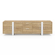 ID MARKET - Meuble TV 180 cm PHOENIX 4 portes + 2 tiroirs bois et blanc - vignette