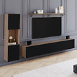 ID MARKET - Ensemble meuble TV 180 cm avec colonne et étagère ELIO bois et noir - vignette