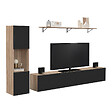 ID MARKET - Ensemble meuble TV 180 cm avec colonne et étagère ELIO bois et noir - vignette