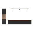 ID MARKET - Ensemble meuble TV 180 cm avec colonne et étagère ELIO bois et noir - vignette