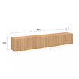 ID MARKET - Meuble TV 180 cm suspendu JULIETTE 2 portes lattes tasseau bois coloris chêne - vignette